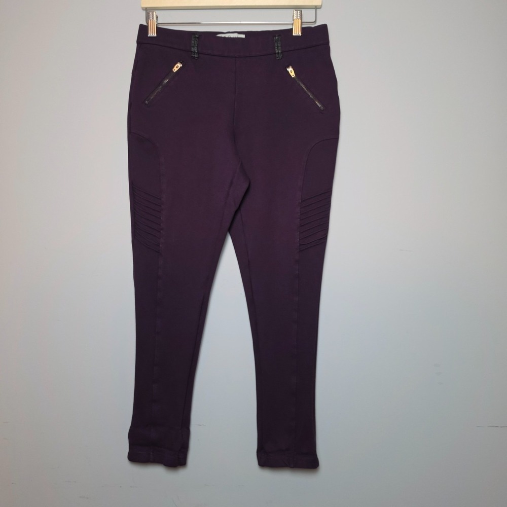 Cleo Moto Ribbed Knee Skinny Pants Deep Plum Purple Size Medium